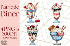 4th of July Retro Diner Clipart, Patriotic Americana Diner Product Image 1