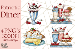 4th of July Retro Diner Clipart, Patriotic Americana Diner Product Image 1