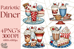 4th of July Retro Diner Clipart, Patriotic Americana Diner Product Image 1