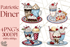 4th of July Retro Diner Clipart, Patriotic Americana Diner Product Image 1