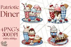 4th of July Retro Diner Clipart, Patriotic Americana Diner Product Image 1