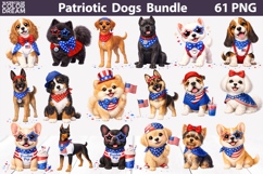 Patriotic Dogs Clipart Bundle | 4th of July PNG Product Image 1