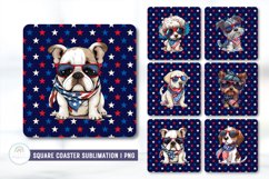 Patriotic Dog Square Coaster Sublimation Designs Product Image 1