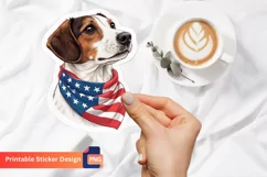 Patriotic Dog Sticker, American Flag Dog Sticker Product Image 1