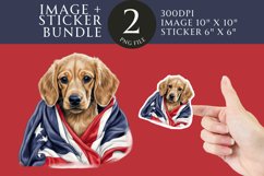 Patriotic Dog Sticker &amp; Clipart Watercolor PNG