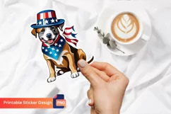 Patriotic Dog Sticker, 4th of July Animal Sticker Product Image 1