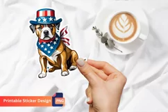 Patriotic Dog Sticker, 4th of July Animal Sticker Product Image 1