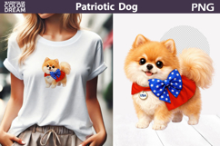 Patriotic Dog Clipart | Pomeranian 4th of July Sublimation Product Image 1
