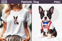 Patriotic Dog Clipart | 4th of July Boston Terrier Product Image 1
