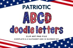 Patriotic Doodle Alphabet Independence Day Letters Hand Draw Product Image 1