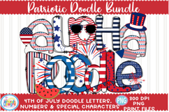 Patriotic Doodle Alphabet PNG Bundle, 4th of July Letters Product Image 1
