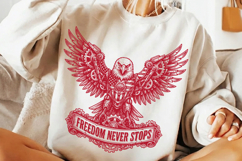 freedom never stops, 250th anniversary usa, patriotic eagle png, 1776-2026 svg, american flag eagle, 4th of july svg, liberty 250 png, independence day svg, usa pride sublimation, patriotic shirt design