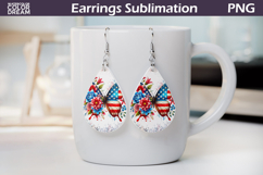 Patriotic Butterfly Teardrop Earrings | USA Flag Sublimation Product Image 1