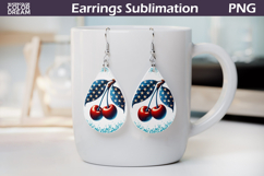 Patriotic Cherry Teardrop Earrings | USA Flag Sublimation Product Image 1