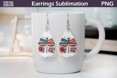 Patriotic Dragonfly Teardrop Earrings | USA Flag Sublimation Product Image 1