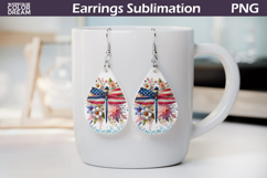 Patriotic Dragonfly Teardrop Earrings | USA Flag Sublimation Product Image 1