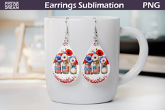 Memorial Day Earrings | Patriotic Poppy Teardrop Sublimation Product Image 1