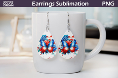 Patriotic Butterfly Teardrop Earrings | USA Flag Sublimation Product Image 1