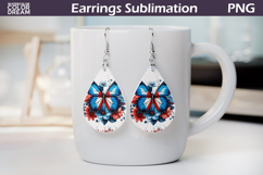 Patriotic Butterfly Teardrop Earrings | USA Flag Sublimation Product Image 1