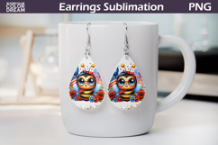 Patriotic Bee Teardrop Earrings | USA Flag Sublimation Product Image 1