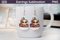 Patriotic Bee Teardrop Earrings | USA Flag Sublimation Product Image 1