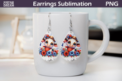 Patriotic Cow Teardrop Earrings | USA Flag Sublimation Product Image 1