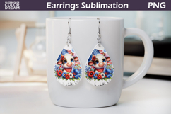 Patriotic Cow Teardrop Earrings | USA Flag Sublimation Product Image 1