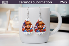 Patriotic Highland Cow Teardrop Earrings | USA Sublimation Product Image 1