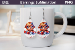 Patriotic Highland Cow Teardrop Earrings | USA Sublimation Product Image 1