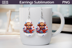 Patriotic Highland Cow Teardrop Earrings | USA Sublimation Product Image 1