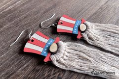 Patriotic Earrings Laser Cut Design | Macrame Earrings Product Image 4