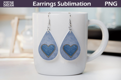 Denim Heart Earrings | Sublimation Template Product Image 1