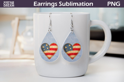 Patriotic Heart Teardrop Earrings | USA Sublimation PNG Product Image 1