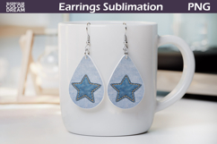 Patriotic Teardrop Earrings | Denim Star Earrings Product Image 1