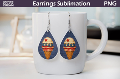 Patriotic Ice Cream Earrings PNG | USA Jewelry Sublimation Product Image 1