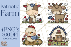 Patriotic Farm Animals Clipart, Whimsical Red White Blue Product Image 1