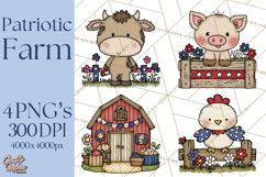 Patriotic Farm Animals Clipart, Whimsical Red White Blue Product Image 1