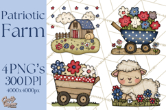 Patriotic Farm Animals Clipart, Whimsical Red White Blue Product Image 1