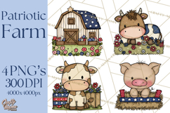 Patriotic Farm Animals Clipart, Whimsical Red White Blue Product Image 1