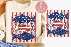 Patriotic Fishing PNG, 4th of July Fish Sublimation Design Product Image 1