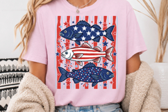 Patriotic Fishing PNG, 4th of July Fish Sublimation Design Product Image 3
