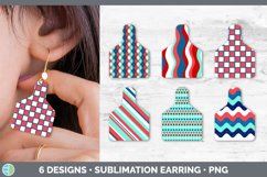 Bundle of six patriotic flag cow tag earrings sublimation designs