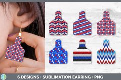 Bundle of six patriotic flag cow tag earrings sublimation designs
