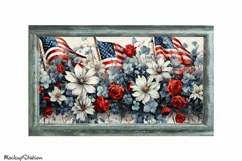4 in 1 Can Cooler Patriotic Sublimation Wrap PNG | Floral Product Image 2