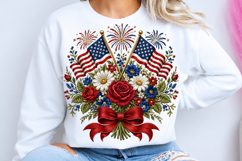 Patriotic Floral Bouquet PNG Design Product Image 2