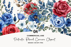 Patriotic Floral Corners Clipart Product Image 1