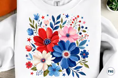 Patriotic Floral Png, 4th of July Flower Product Image 1
