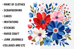 Patriotic Floral Png, 4th of July Flower Product Image 3