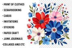 Patriotic Floral Png, 4th of July Flower Product Image 3