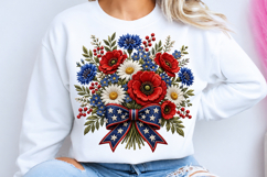 Patriotic Flower Bouquet PNG Design Product Image 2